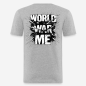 Preview: WORLD WAR ME Slim Fit T-Shirt in grau mit Rückendruck
